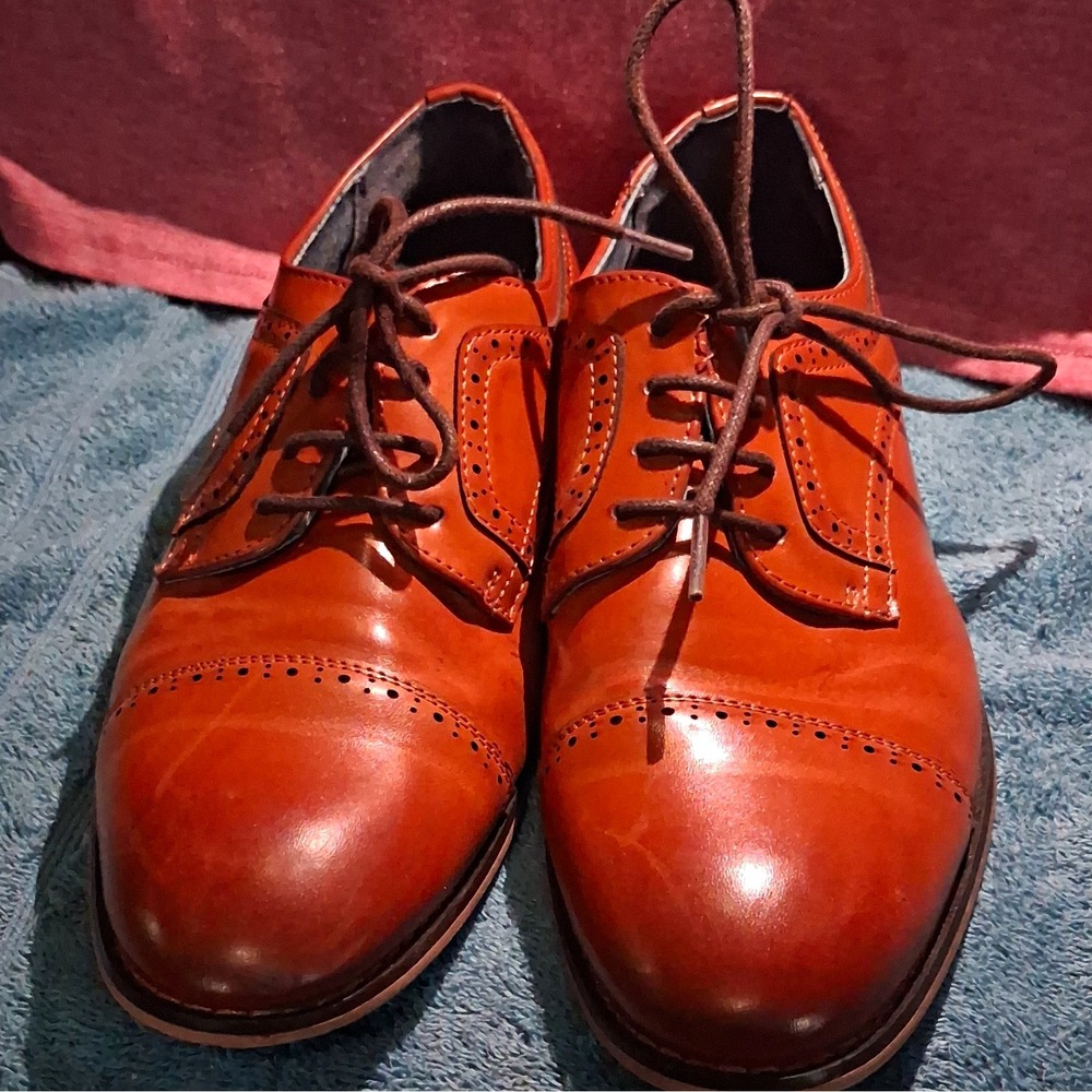 Bruno Marc Prince-K1 Brown Leather Cap Toe Brogue Oxford Dress Shoes US 6